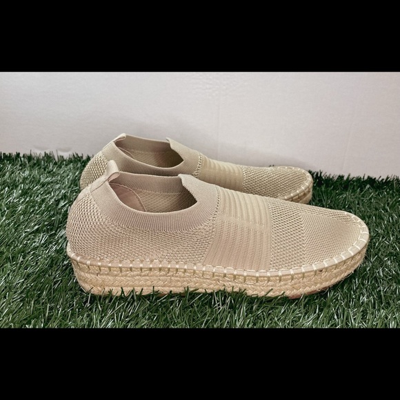 Fergalicious by Fergie Platform Slip-On Flats (Tan w/ Gold). Our Inventory:1-6 - Picture 1 of 6